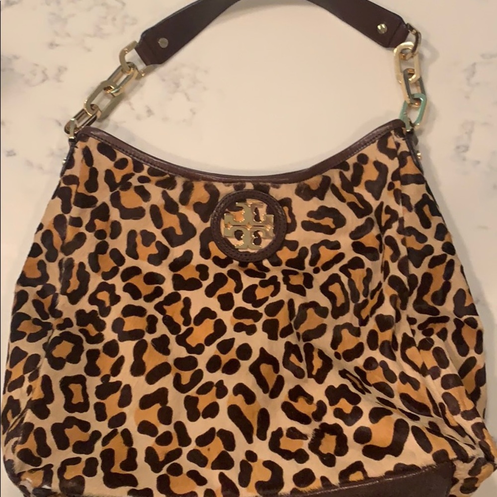 Tory Burch leopard cowhide shoulder bag